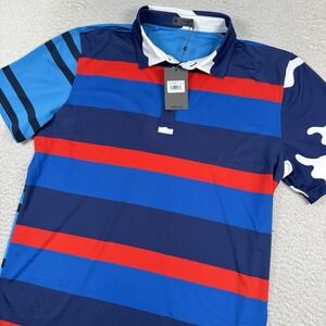 NWT G/FORE Polo Mens 2XL *XL Mixed Media Blueprint Performance‎ Golf Shirt